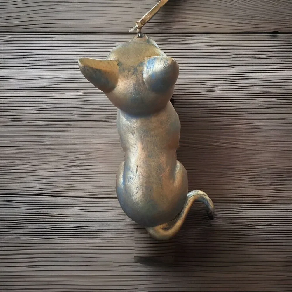 Cat and Butterfly Curiosity Garden Statue Bronze color 7.5